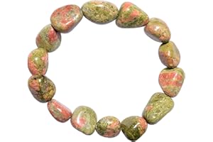 Zenergy Gems Charged Natural Gemstone Crystal Nugget Bead Bracelet + Selenite Charging Heart [Included]