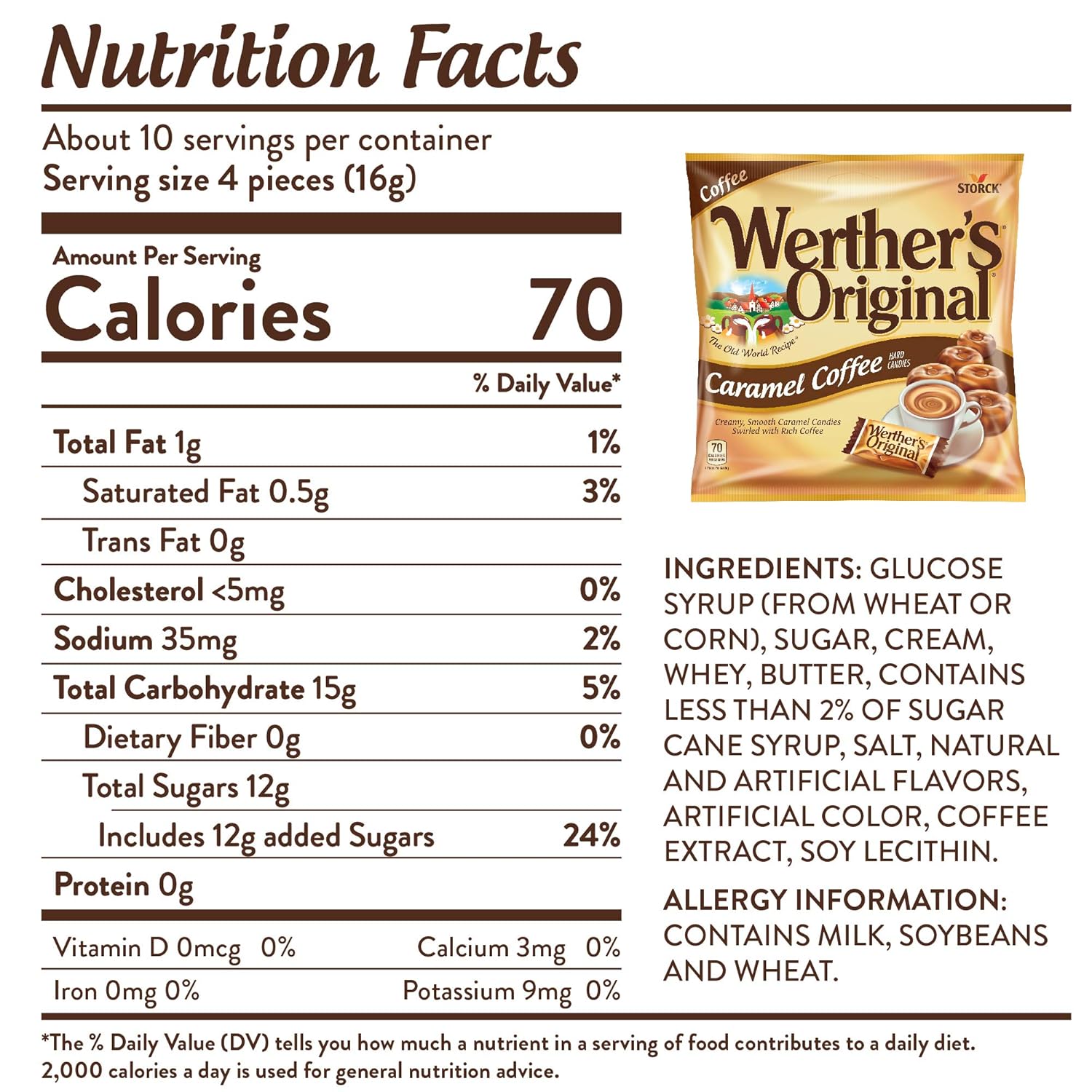 WERTHER'S ORIGINAL Caramel Coffee Hard Candy, 5.5 Ounce Bag (Pack of 12), Bulk Candy, Individually Wrapped Candy Caramels, Caramel Candy Sweets, Bag of Candy, Hard Candy Bulk : Werthers Original Caramel Cofffee Hard Candies : Grocery & Gourmet Food