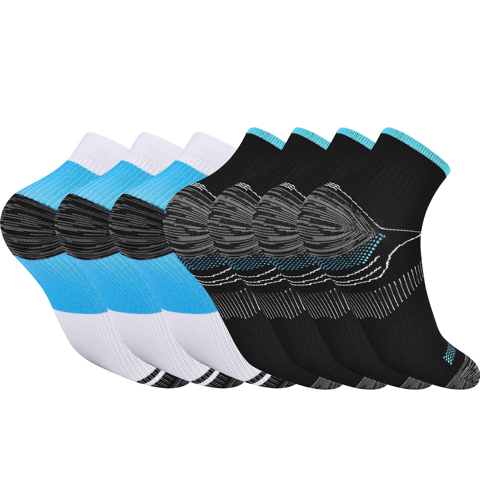 Pnosnesy 3/6/7 Pairs Compression Socks for Men & Women Plantar Fasciitis Socks Low Cut Sports Socks Athletic Socks with Arch Support Plantar Fasciitis