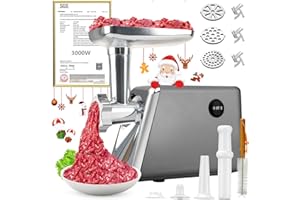 2025 Upgrade Electric Meat Grinder【Top Tier Germany 3000W Ultra Motor】【SGS Certified SUS304 Blade & Plate】 3-Second Fast Meat