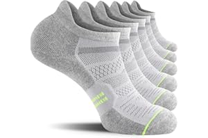 CS CELERSPORT 6 Pack Men's Running Ankle Socks with Cushion, Low Cut Athletic Sport Tab Socks