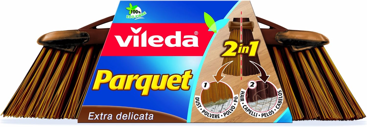 Vileda 2 in 1 Broom Parquet brown