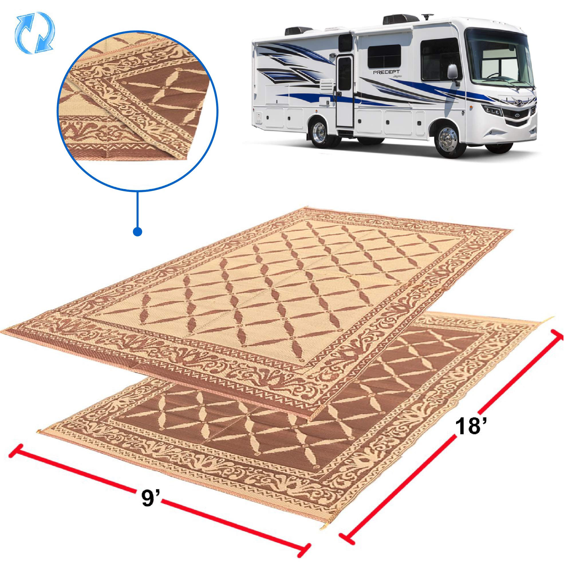 EasyGo Products Rv Camping Mats 9'X 18' Large outdoor Patio Mat