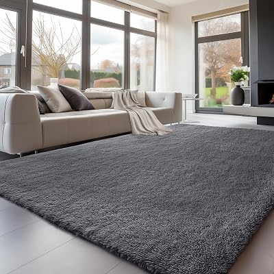 Sour Lemon 140x200cm Grey Shag Rug Soft Non Slip Large Living Room
