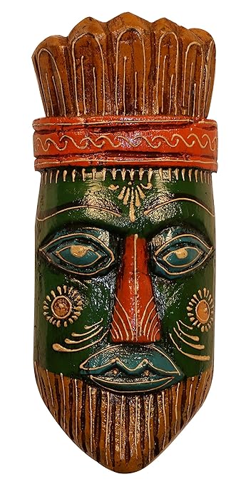 Cocovey Hand Painted Metal Rajasthan Art Wall Masks Decorative