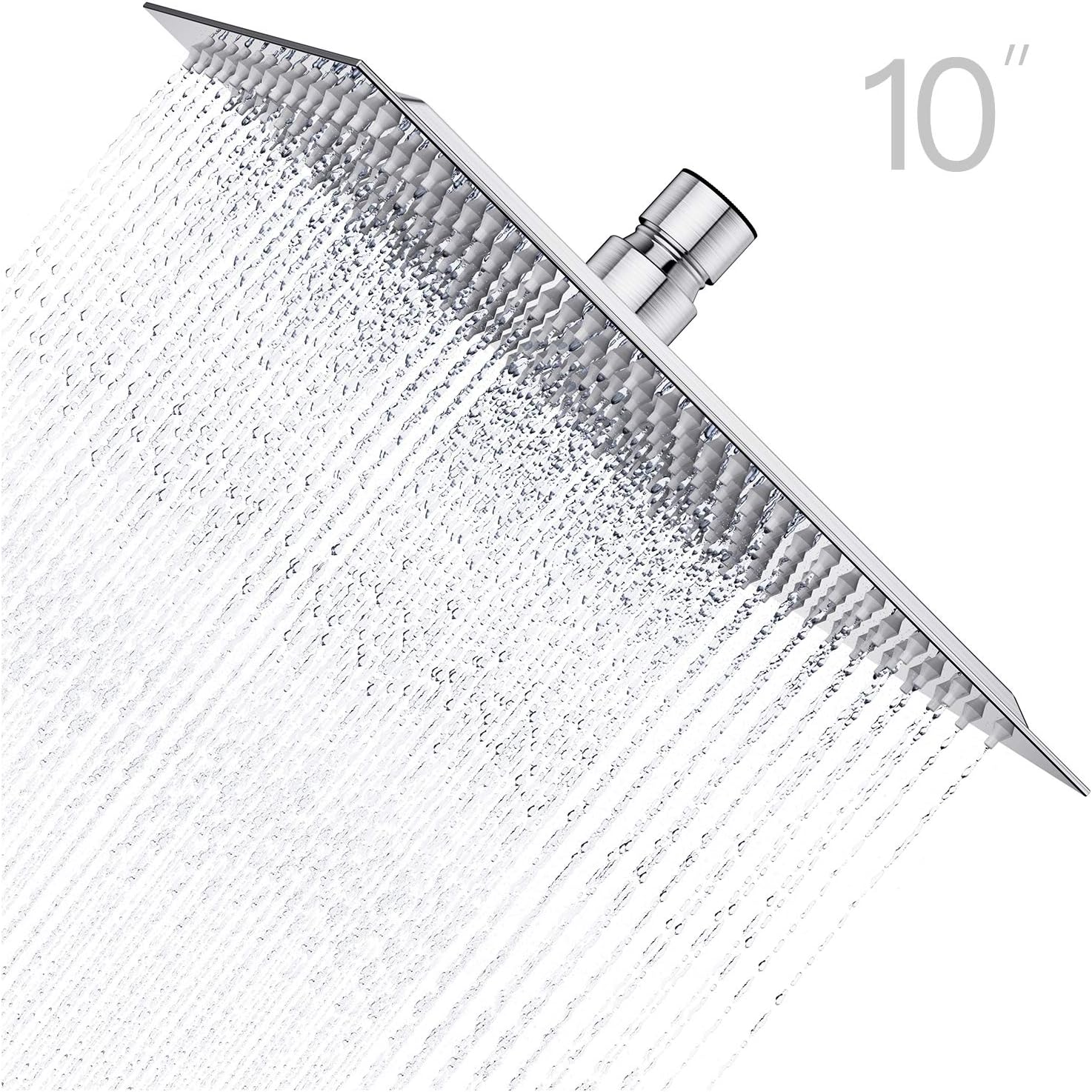 Derpras Square Rain Shower Head 304 Stainless Steel Ultra Thin Powerful High Pressure Top Spray
