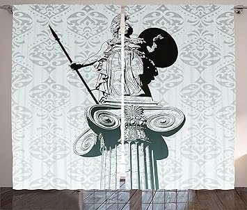 Amazon Com Sculptures Decor Curtains 2 Panel Set Statue Of Athena