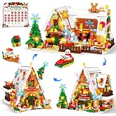 MOONTOY Advent Calendar 2026 Gingerbread House Mini Building Set with Light | 24-Days Countdown Christmas Village Building Block Kit with Xmas Tree Train, Holiday Gift for Adults Kids Girls Boys Ages 8+