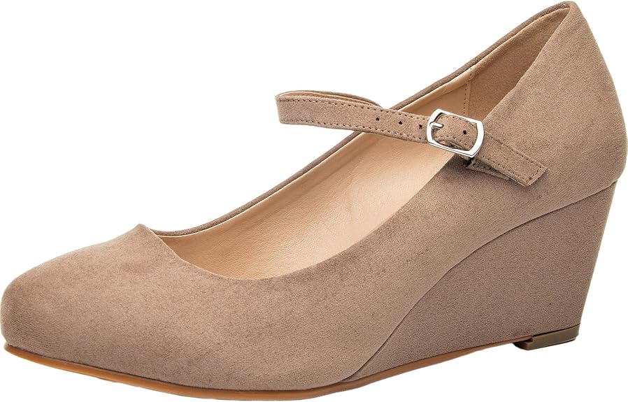 Women's Wide Width Wedge Shoes Mary Jane Shoes w/Ankle