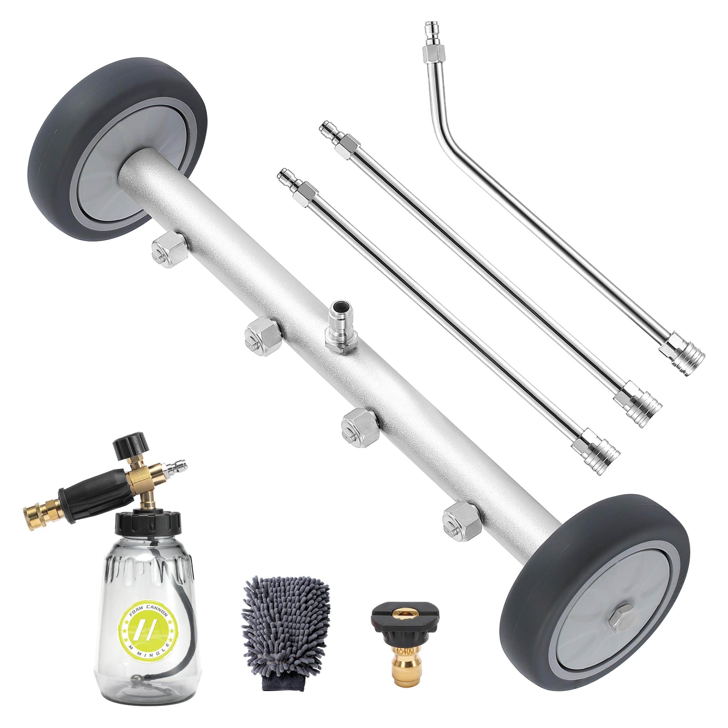 Photo 1 of M MINGLE Undercarriage Pressure Washer Attachment, 16 Inch Powerful Under Car Washer with Foam Cannon and Car Wash Mitt, 4000 PSI