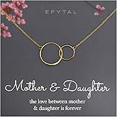 EFYTAL Mothers Day Gifts for Daughter, Sterling Silver 2 Circle Mother Daughter Necklace, Daughter Gift from Mom, First Mothers Day Necklace