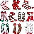 SATINIOR 10 Pairs Christmas Socks Christmas Fuzzy Fluffy Socks Xmas Warm Slipper Socks Colorful Xmas Plush Slipper Socks