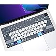 Keyboard Cover with MAC OS Shortcut Hot Keys for Apple MacBook Pro 14 inch A3112 A3401 A3185 A2442 A2918 A2992 2024 2023/Pro 16 inch A3403 A3186 A2991 M4 M3 M2,MacBook Air 13.6" 15.3" Skin-Blue&White