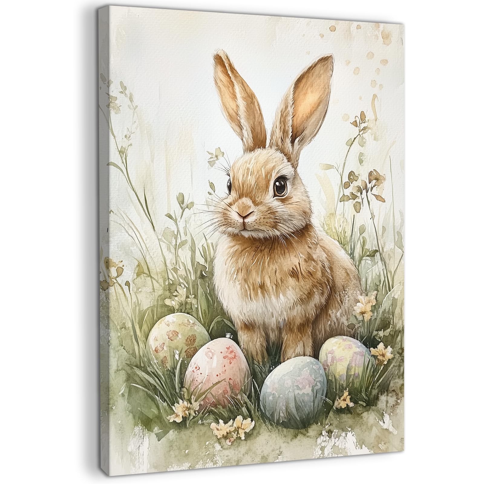 Photo 1 of CXVU Easter Bunny Wall Art Decor, Vintage Easter Pictures Wall Decor for Bathroom, Spring Canvas Wall Art Pictures, Bunny Rabbit Pictures Wall Art Framed Ready To Hang 12''x18''