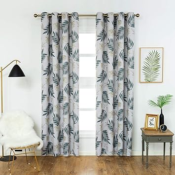 Amazon Com Anjee Leaf Printed Blackout Curtains Drapes For Living