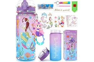 GirlsHome Decorate Your Own Water Bottle for Girls Age 4-6-8-10, Mermaid Toys for Girls Painting Crafts, Fun Arts and Crafts Kits 6-12 Year Old Toddler Gifts Toys for Girls Birthday Christmas