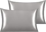 NTBAY Silk Satin Pillowcases 2 Pack 50x75 cm Envelope Closure Dark Grey