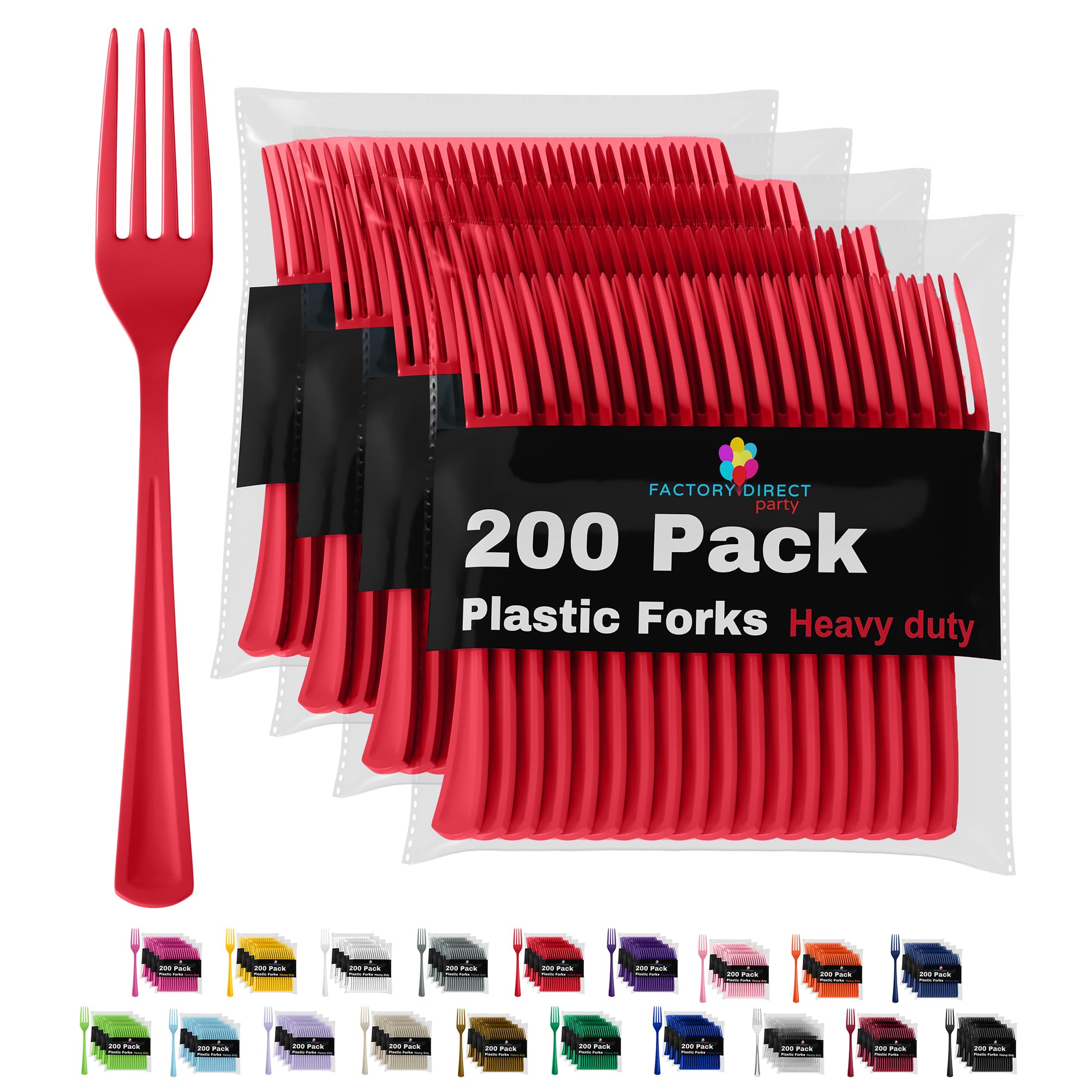 Photo 1 of Red Plastic Forks 200 Pcs Red Forks Disposable Utensils Heavy Duty Plastic Cutlery Set Disposable Cutlery Sets Flatware Sets Silverware Set Party Supplies & Party Tableware Party Solids