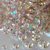 Laopottbeads 800Pcs 4/6/8/10mm Crystal Glass Beads for Jewelry Making Beads for Bracelets Necklace Pendants Making Supplies(Silver Champagne)