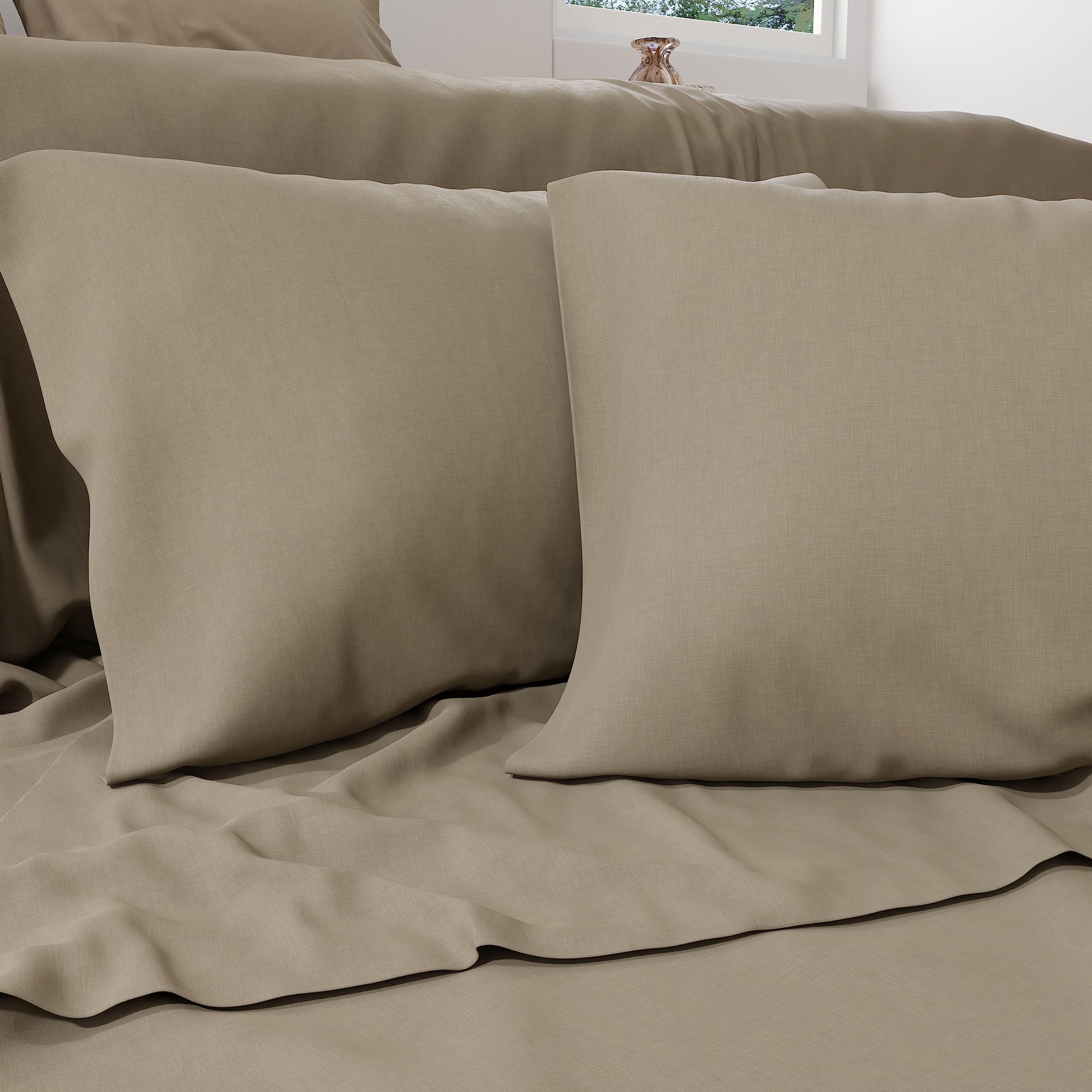 PETTI Artigiani Italiani - Percale Flat Sheet for Double Bed Cotton Percale Double Bed Set Taupe 100% Made in Italy