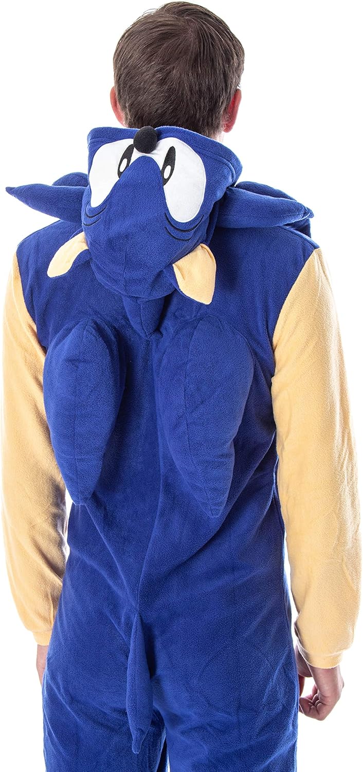 Sonic The Hedgehog Men's Video Game Character Costume One-Piece Union Suit Pajama Onesie: Clothing