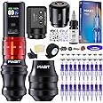 Mast Fold2 Pro Tattoo Kit, Cordless Complete Tattoo Gun Machine Kit, 2 Batteries Power Supply, 2 Grips 40mm & 44mm, Needles Cartridges Black Tattoo Ink Kit