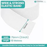 Trimming Shop 75mm Wide Elastic Band 10m Polyester Rubber Waistband Tape view 2