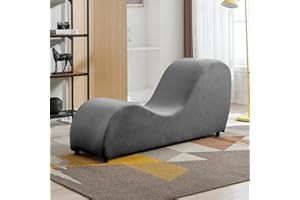 MUZZ Yoga Chair, Velvet Yoga Chaise Lounge with Removable & Washable Cover, Curved Yoga Chaise for Adult Exercising, Relaxing, Adult Stretching, Modern Yoga Chair for Bedroom, Living Room（Dark Grey）
