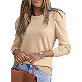 Dokotoo Women's Sweaters 2025 Long Sleeve Crewneck Casual Tops Lightweight Wool Pullover Jumper Shirts