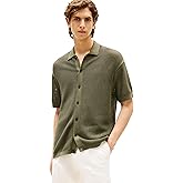 Tommy Hilfiger Mens Short Sleeve Knit Button Down Shirts in Regular Fit, Men's Casual Button Down Summer Shirts
