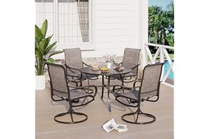 Sophia & William Patio Sets 5 Pieces Patio Dining Set for 4, Textilene Swivel Dining Chairs Padded with Round Metal Dining Table Outdoor Dining Furniture All Weather Textilene for Garden Porch