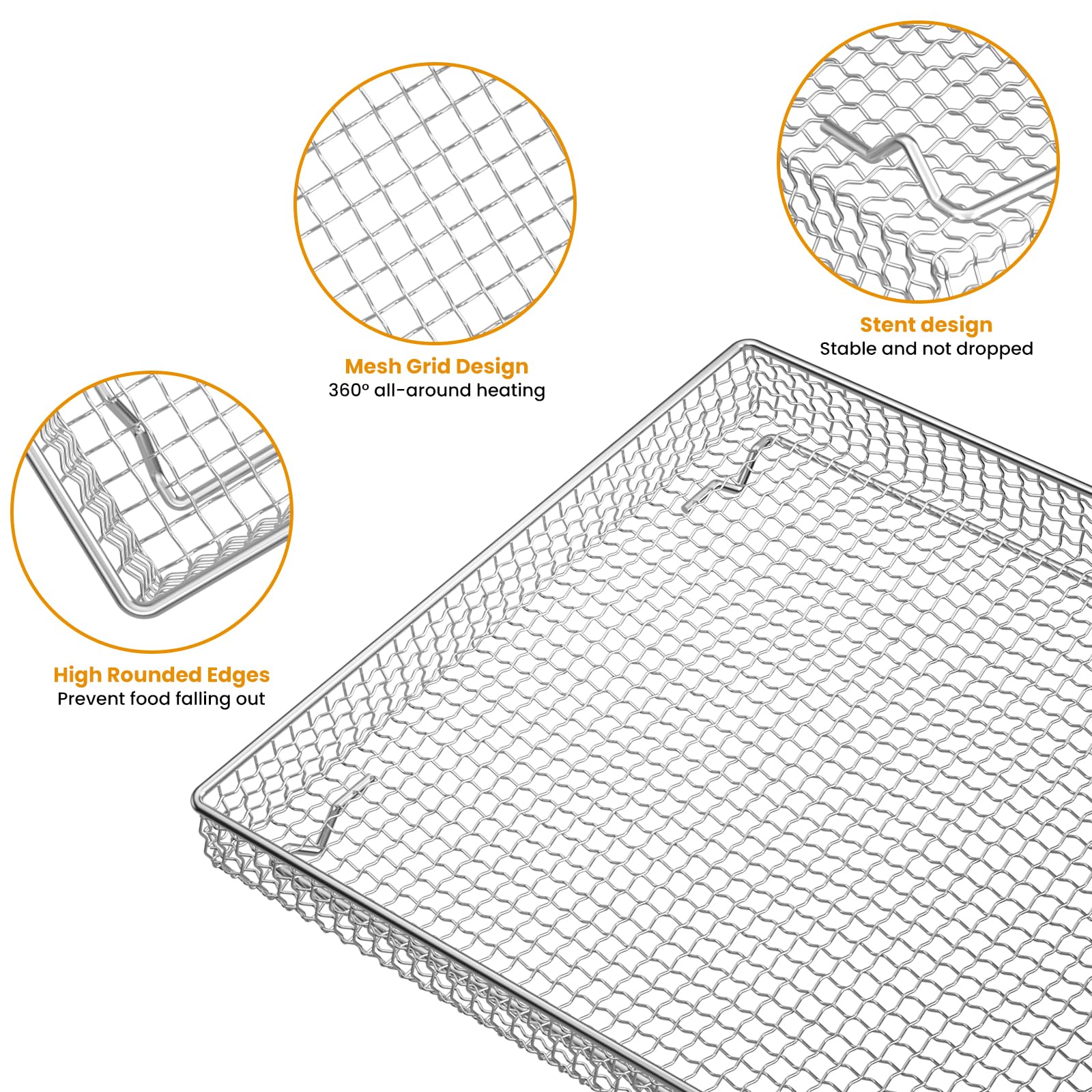 Stainless Steel Air Fryer Basket and Tray,Compatible with Cuisinart TOA-60 TOA-65 TOA-70 Toaster Air Fryer Convection Oven