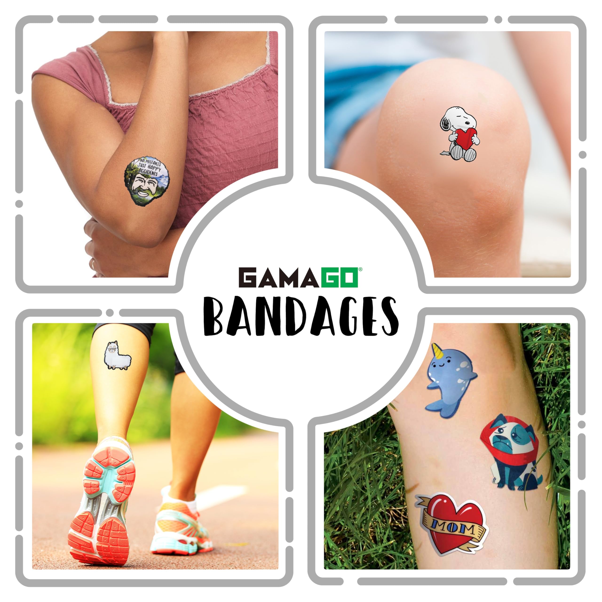 GAMAGO Peanuts Snoopy Adhesive Bandages - Set of 18 Individually Wrapped Self Adhesive Bandages - Sterile, Latex-Free & Easily Removable - Funny Gift & First Aid Addition