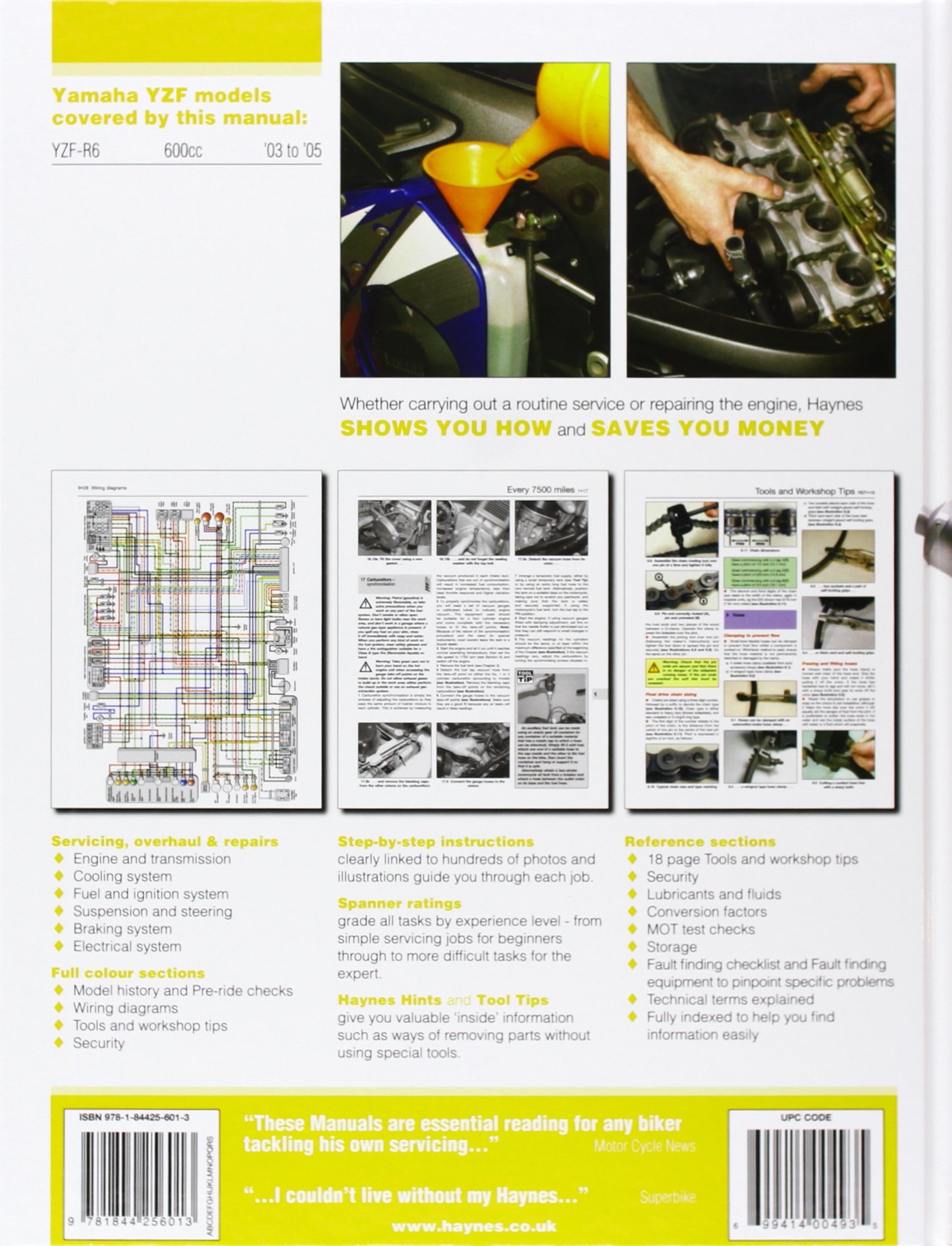 Yamaha YZF-R6 Service and Repair Manual 2003 to 2005: Matthew Coombs:  9781844256013: Amazon.com: Books