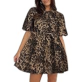 Qazel Vorrlon Denim Dress for Women Puff Short Sleeve Babydoll Jean Romper Pockets Summer Casual Blue Dresses 2025 Trendy