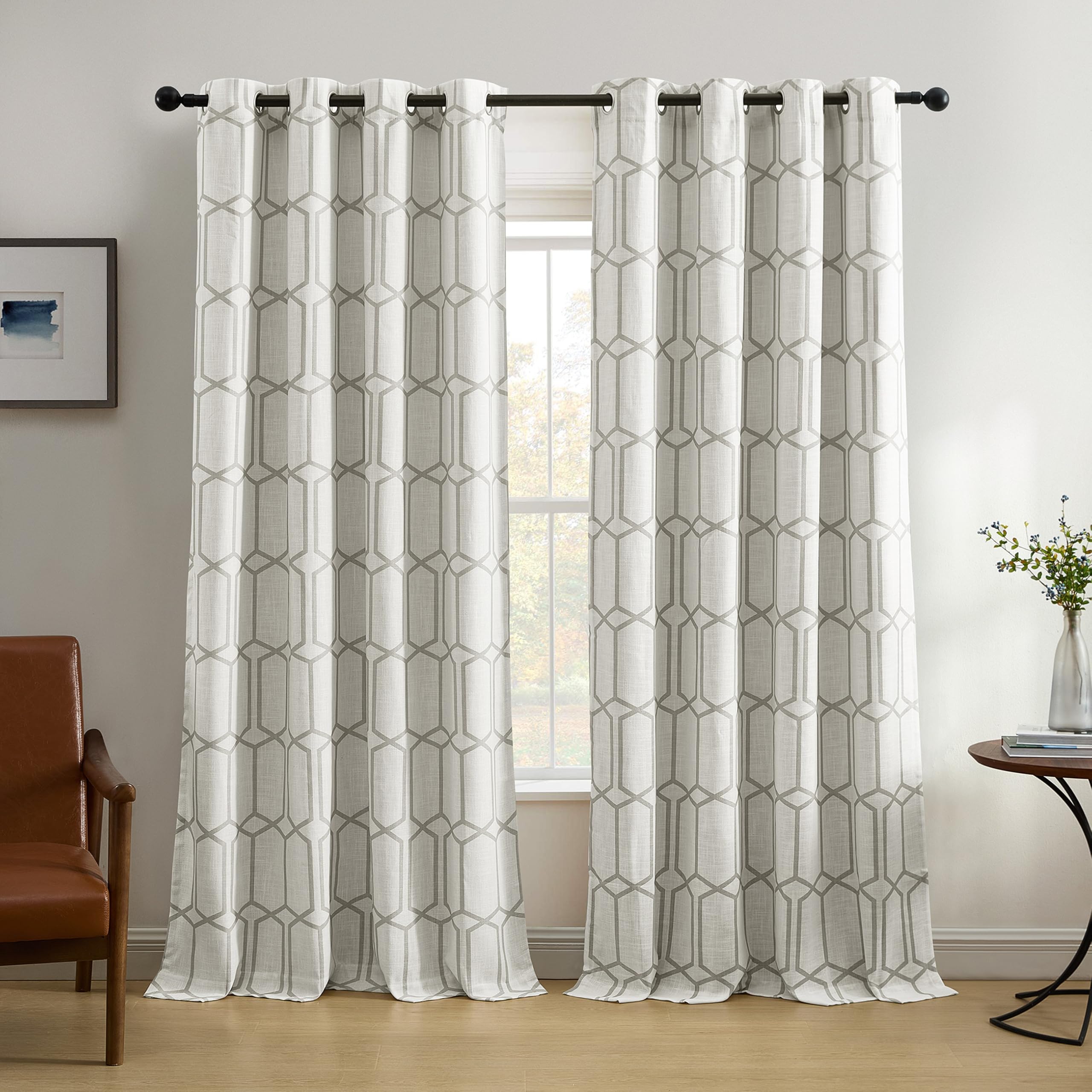 Elrene Room Darkening Grommet Linen Window Curtain Drape Panel, Grey, 52" W x 95" L (Pack of 1)