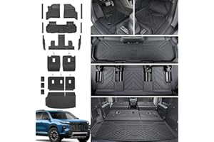 JOULARISE Floor Mats Set for 2024 2025 2026 Chevy Traverse & 2025 2026 Buick Enclave 7 Seats Captain Chairs, TPE All Weather Cargo Liner Trunk Mat Door Sill Guards Car Accessories