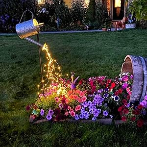 ZNYCYE 8 Modes Watering Can Lights,Solar Powered Firefly Bunch Lights 10 Strand 200 LED Waterproof Waterfall String Lights(No Watering Can) for Christmas Party Outdoor Decorations (Warm White)