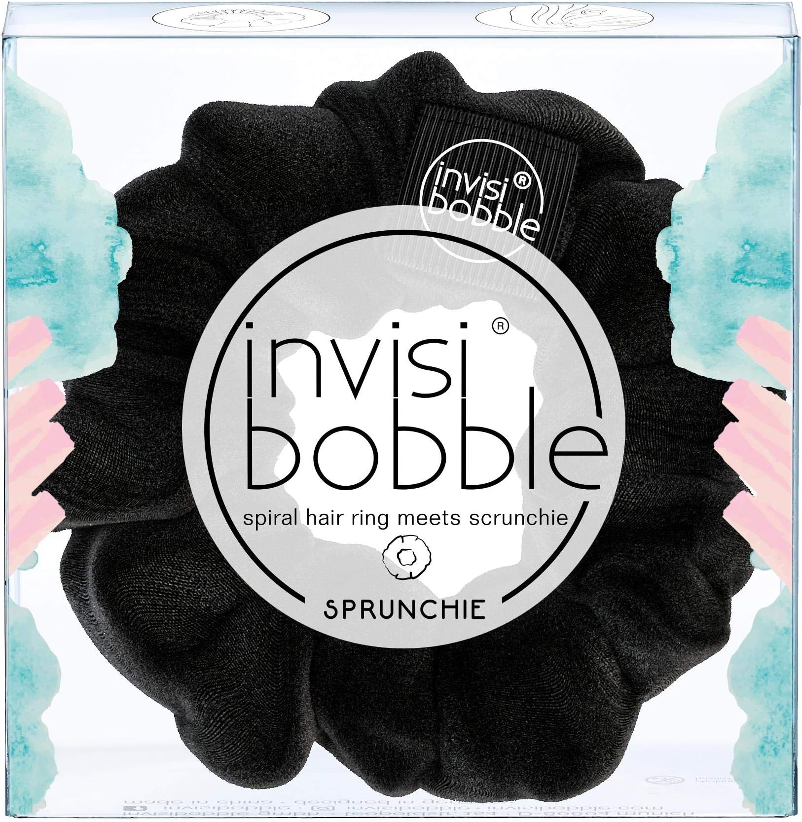 InvisibobbleSPRUNCHIE, True Black - Spiral Hair Ring meets Scrunchie, No Kink, Strong Hold, Stylish Bracelet, 90s Trend - Suitable for All Hair Types