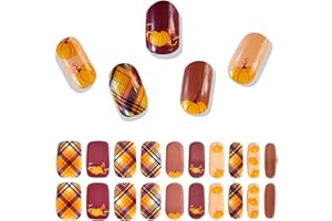 YIZHUO Semi Cured Gel Nail Strips Salon-Quality Halloween Gel Nail Strips Kit 20 Pcs Easy DIY Pumpkin Design Uv Gel Nail Stickers for Autumn Nails UV Lamp Needed
