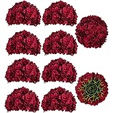 BLOSMON Hydrangea Artificial Flowers Ball Centerpieces 10 Pcs Burgundy Fake Flowers Silk Hydrangea Flower Balls Faux Hydrangeas Floral Arrangements Bouquet for Wedding Home Room Table Decoration