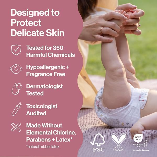 THE HONEST COMPANY COMFORT DRY DISPOSABLE DAYTIME DIAPERS FOR SENSITIVE SKIN, HYPOALLERGENIC, ROSE BLOSSOM + TUTU CUTE, CLUB BOX SIZE 1 (8–14 LBS), 78 COUNT