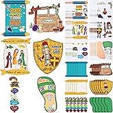 Outus 36 Set Religious Sunday School Crafts Armor of God DIY Craft Kit VBS Christian Crafts for Kids Bible Hanging Ornament Sunday School Paper Craft Sticker for Christmas DIY Activity Preschool