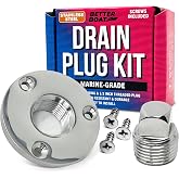 Stainless Steel Boat Drain Plug Kit, 1/2" Threaded Transom Plug | Marine-Grade Garboard Thru-Hull Drain Plug