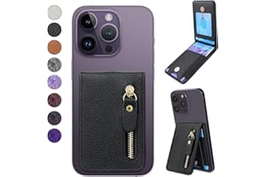 Lacass Card Holder Zipper Kickstand Phone Stick on Wallet for Back of Phone Pouch Adhesive for iPhone/Samsung/Moto/BLU/Nokia and Most Phones (Black)