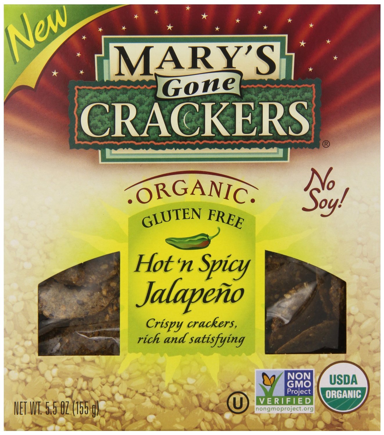 Mary's Gone Crackers Hot 'N Spicy Jalapeno 5.5 Ounce Box (Pack Of 12) 23 81RKKgKQEbL