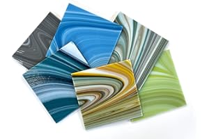 CRAFTER'S BEST Oceanside Fusers Reserve Assorted 4 inch x 4 inch COE96 Glass 6Pack