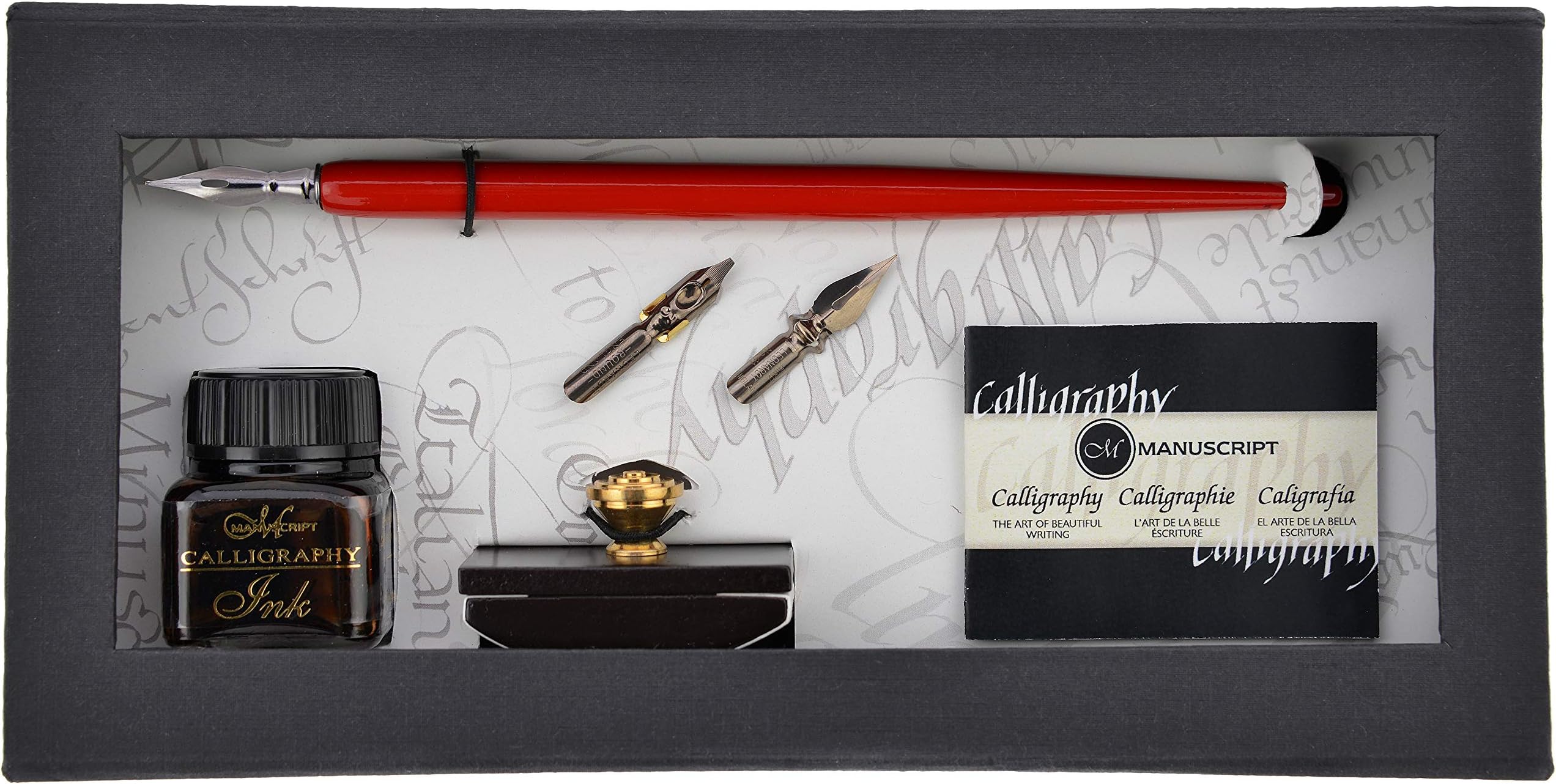 MANUSCRIPTPen Company Manuscript Pen & Roller Blotter Set, Metal, Red, 24 x 11.5 x 4.5 cm