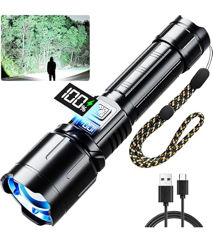 100000 Lumen Super Bright Spotlight Long Range LED Flashlight Built-in Battery USB Charging Waterproof Portable Camping Torch - 39