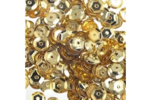 VADQZA 4500Pcs 6mm Loose Sequins Bulk Cup, Paillettes Glitter Round Embroidery Craft Sequins Spangles for Sewing Dress Bags Clothing Wedding Christmas Jewelry Making Crafts Decorations(19 Light Gold)